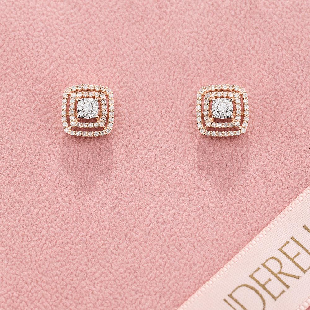 Mindjuše sa dijamantima 0.46ct u roze 14k zlatu 